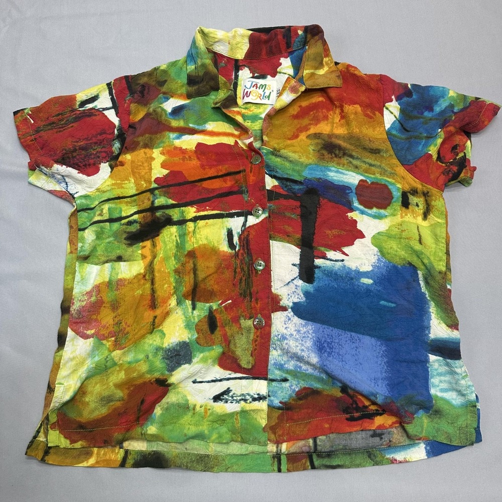 Jams World Shirt Womens XS Multicolor W624-TUSC Tuscany Rayon Hawaiian USA